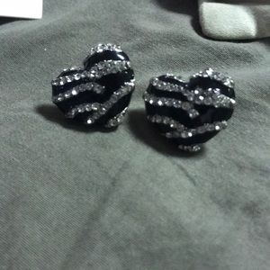 Zebra Print Heart Earrings